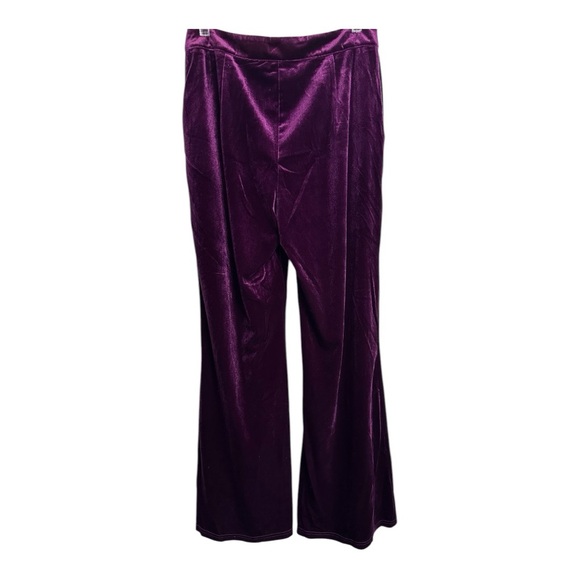 StyleWe Velvet Urban Wideleg High Waisted Trousers size M Purple Retro Chic - Picture 3 of 14